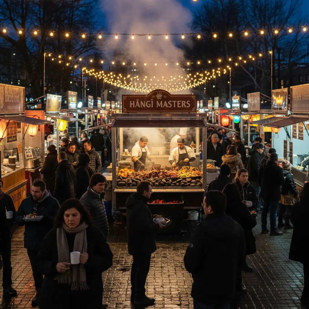 Food trucks and night market at Taranaki light festival