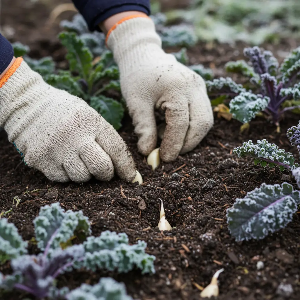 Planting garlic cloves during winter in New Zealand