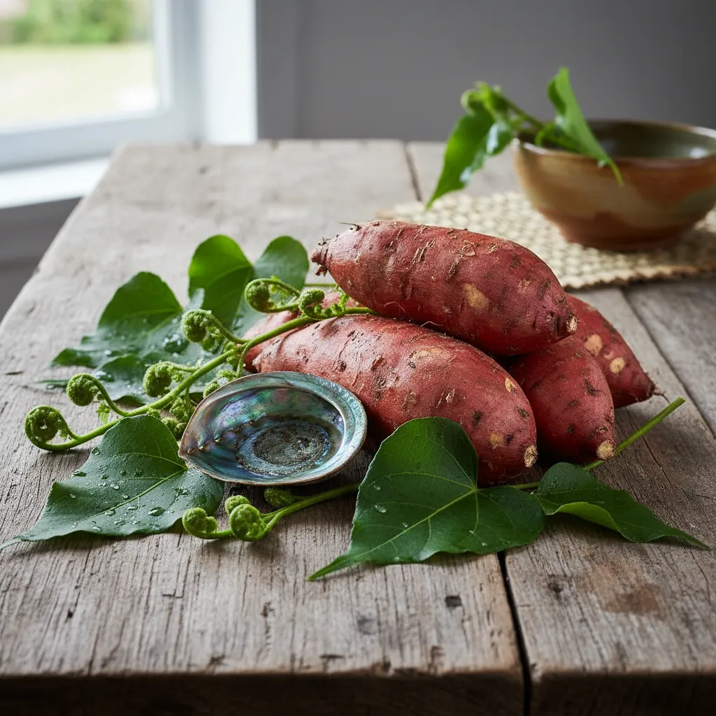 Fresh indigenous New Zealand ingredients for Matariki cooking