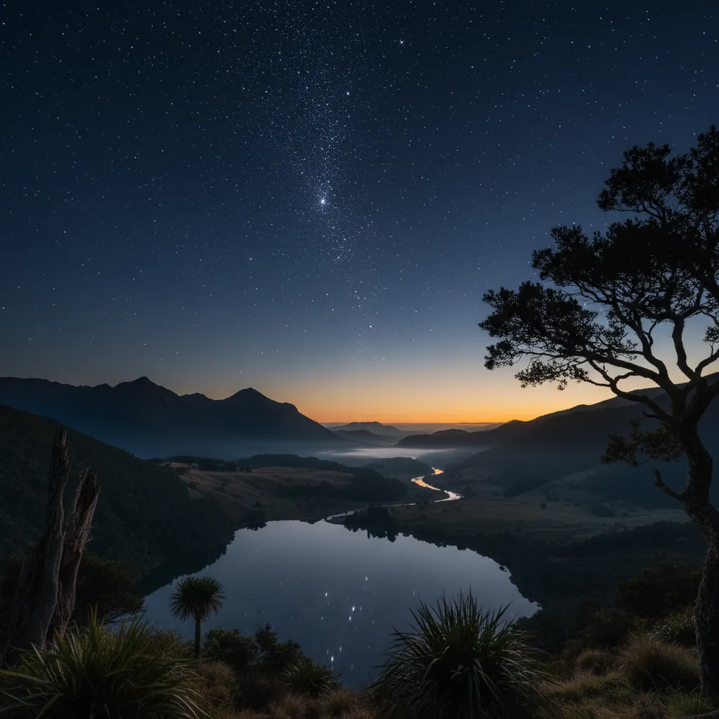 Matariki star cluster in the night sky over New Zealand