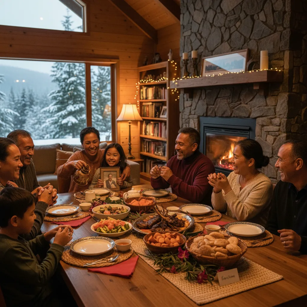 Whānau sharing kai during Matariki celebrations