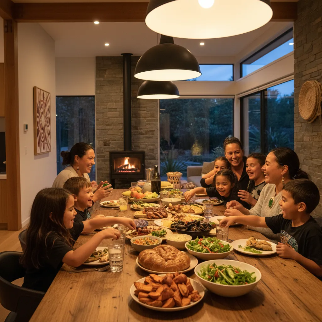 Whanau sharing kai during Matariki
