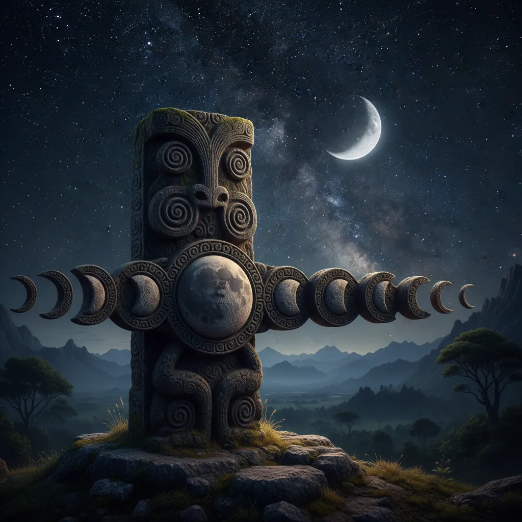 Traditional Māori carving representing the Maramataka moon phases