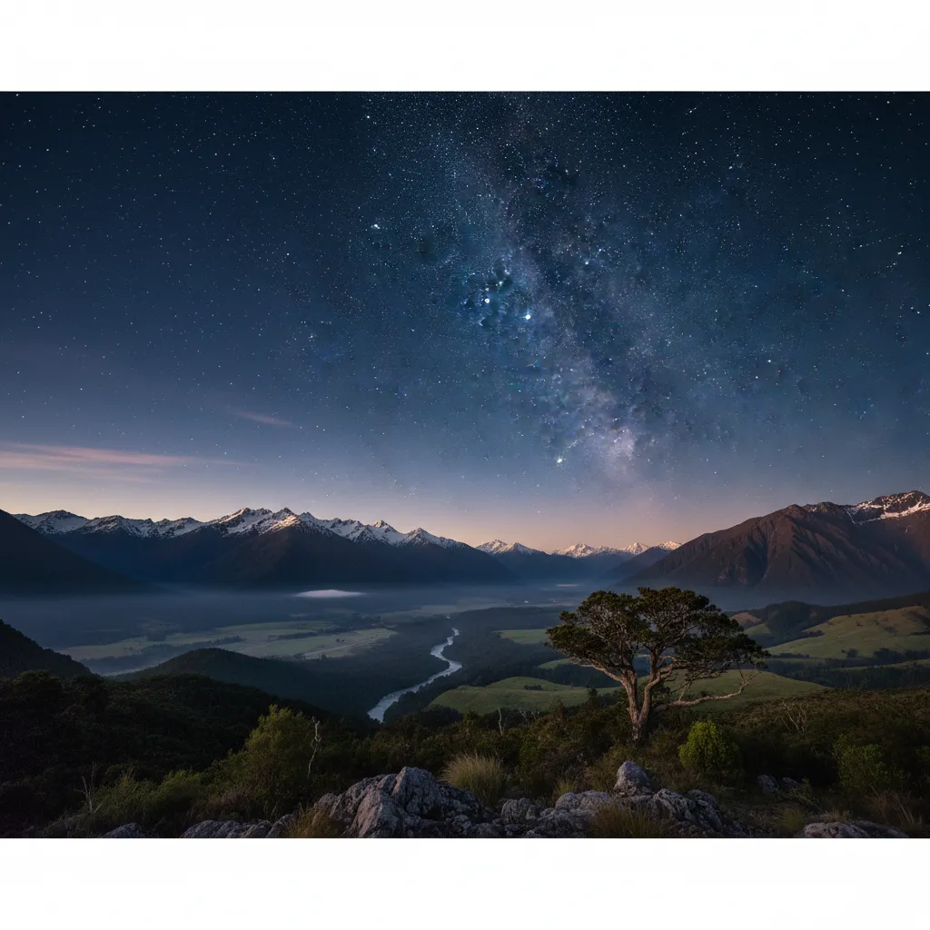 The Pleiades star cluster or Matariki shining in the pre-dawn sky