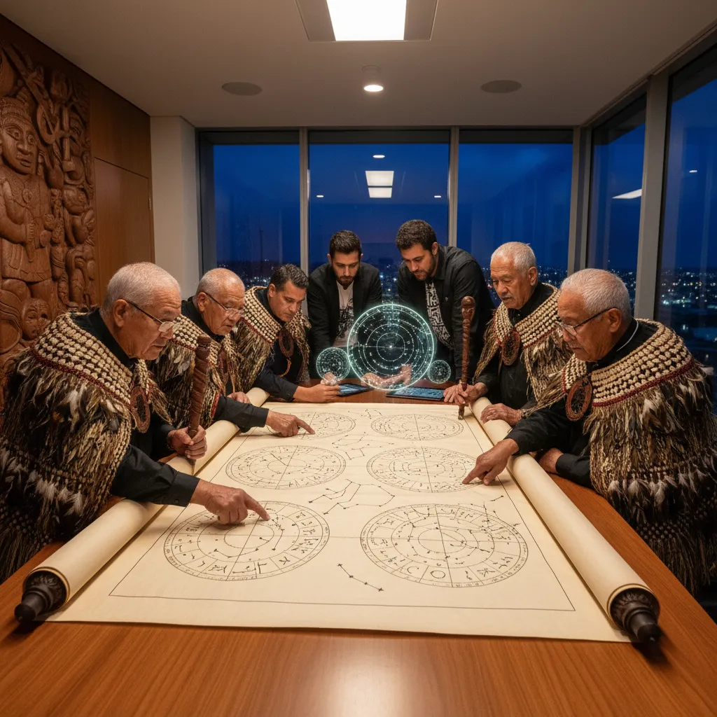 The Matariki Advisory Committee discussing lunar charts