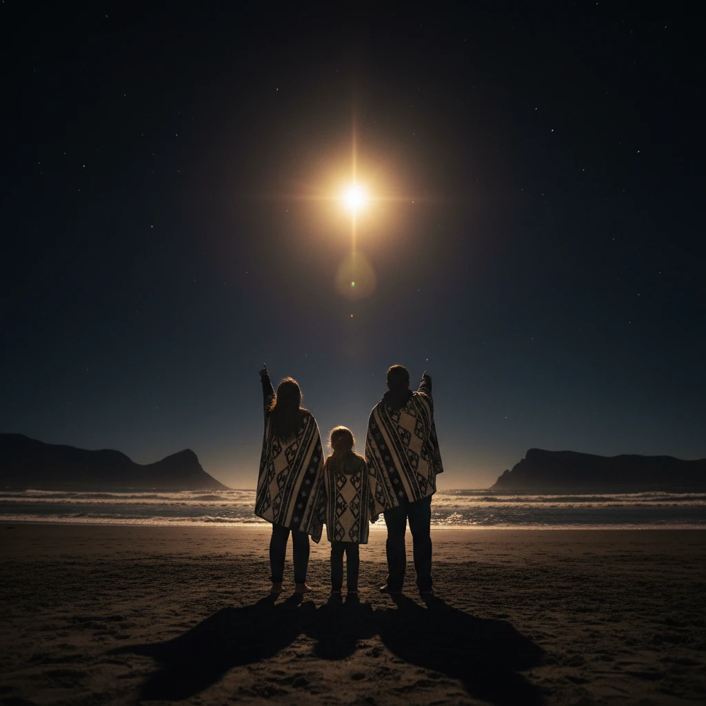 Family making wishes upon Hiwa-i-te-rangi