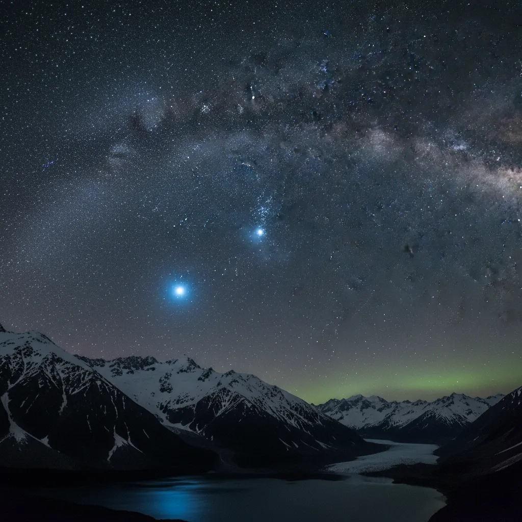 Comparison of the bright star Puaka and the Matariki cluster in the southern night sky