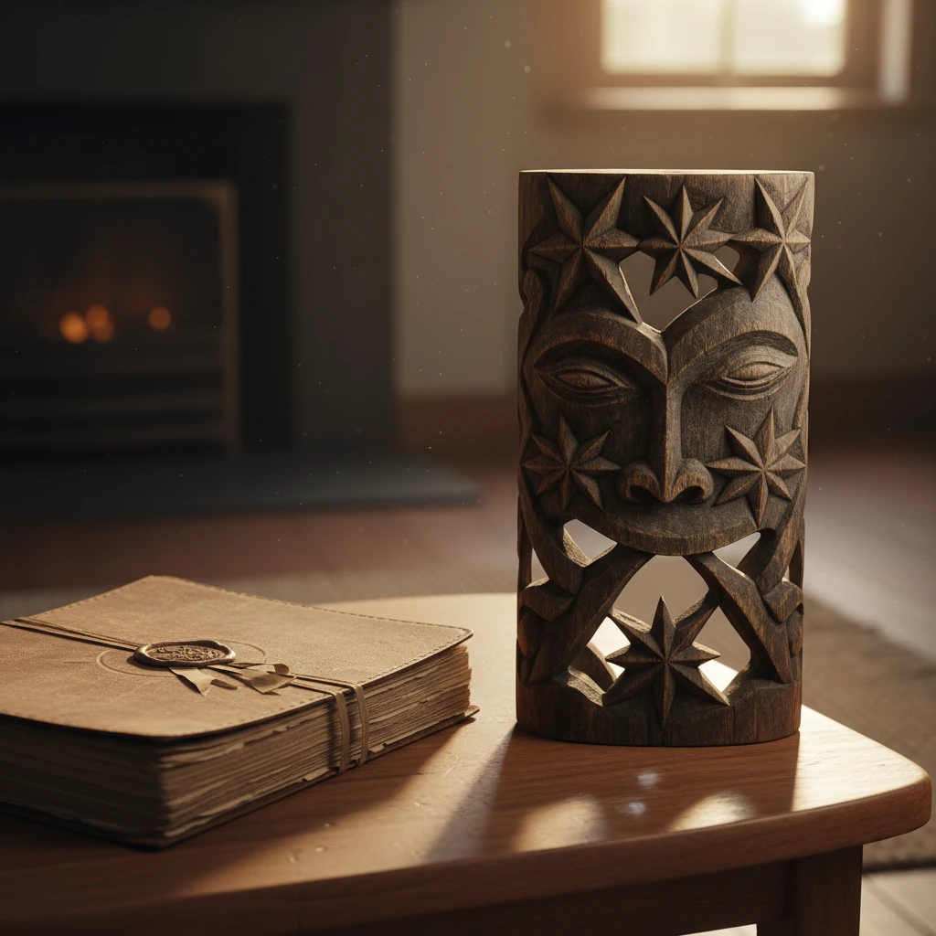 Maori carving next to legal documents