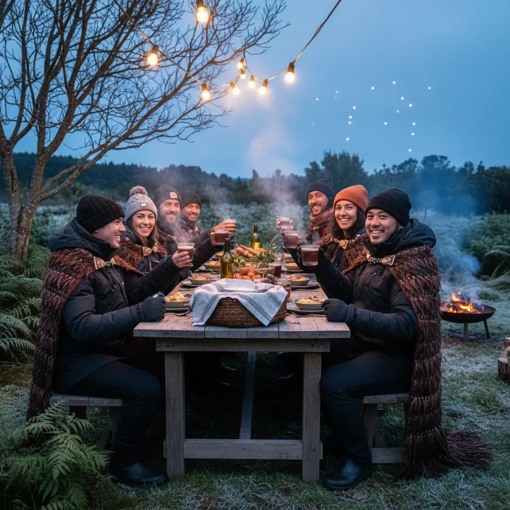 Community celebrating Matariki with food