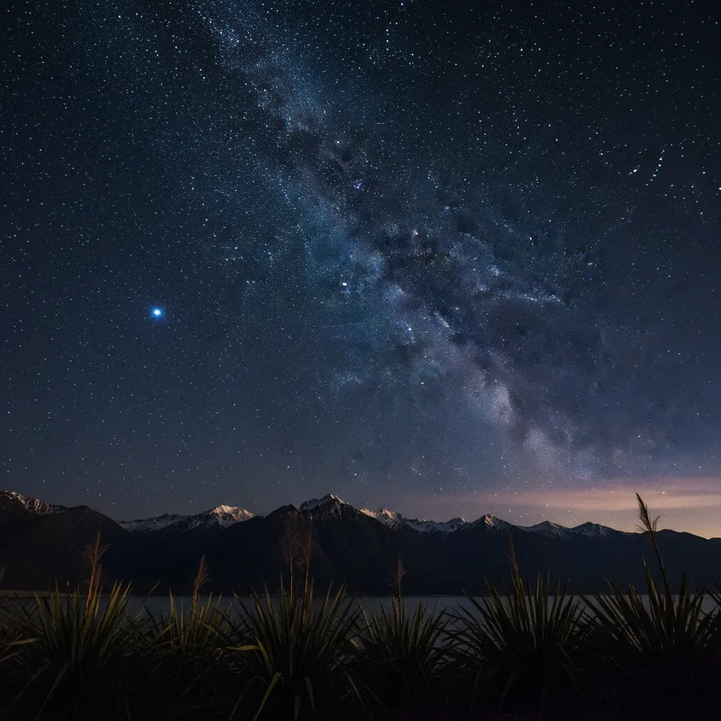 The Matariki star cluster rising in the pre-dawn sky