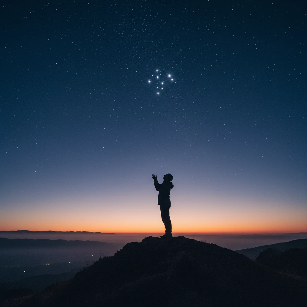 Person performing Matariki karakia at dawn