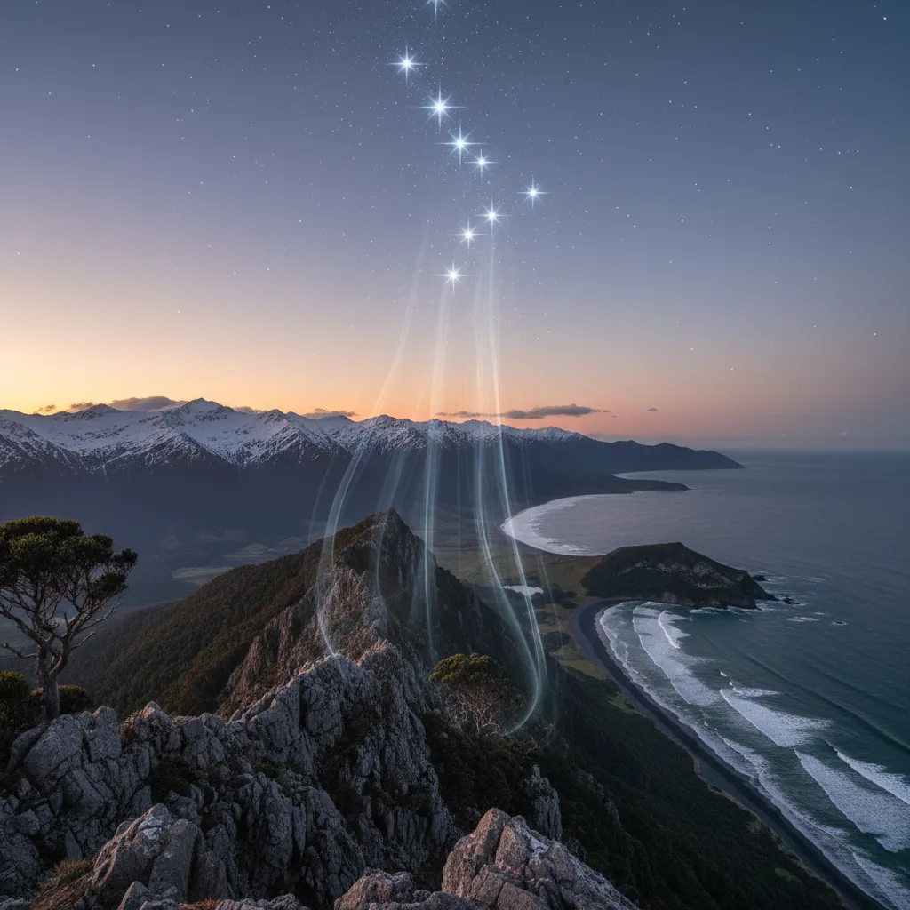 Matariki star cluster rising at dawn symbolizing remembering the dead