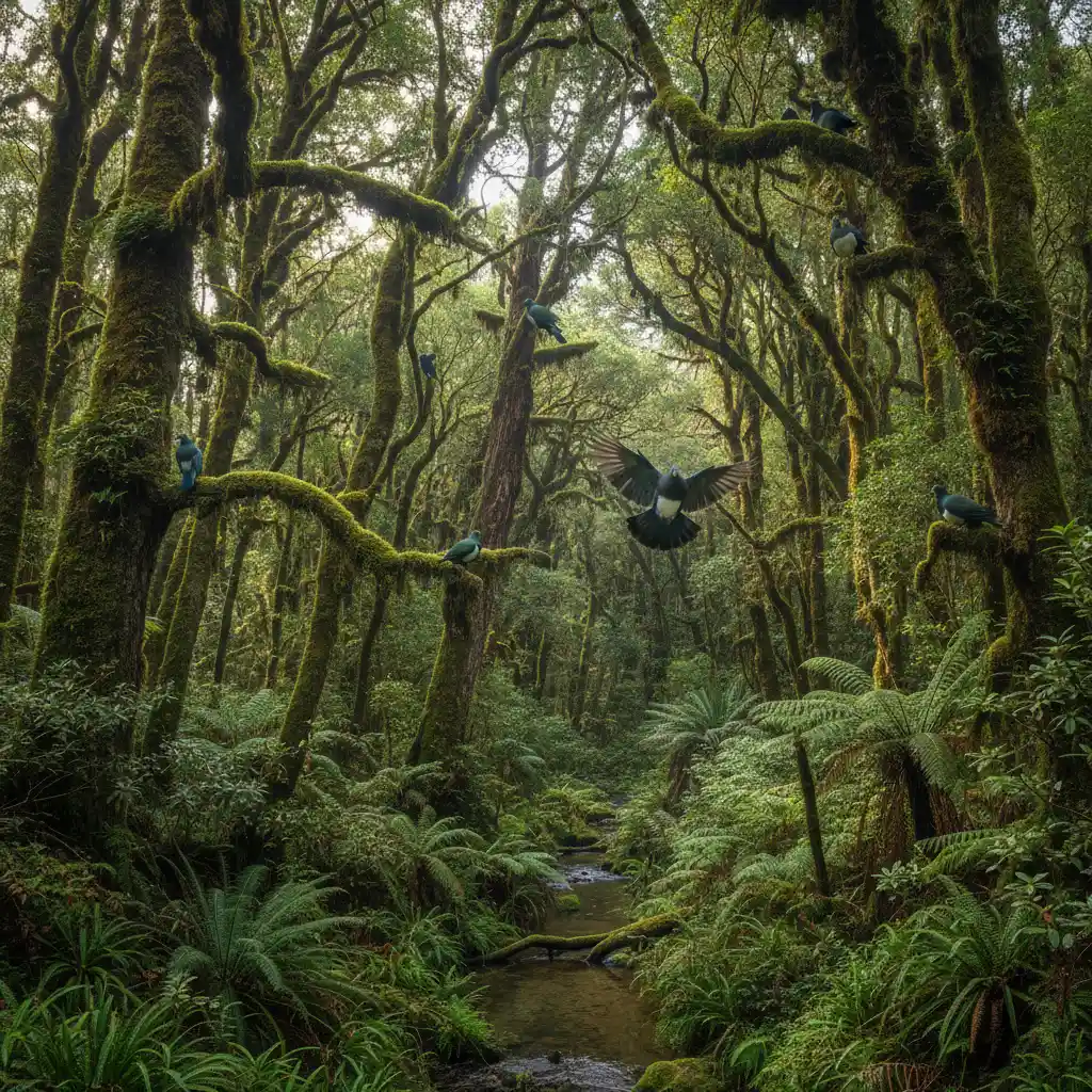 New Zealand native forest representing the domain of Tupu-ā-rangi