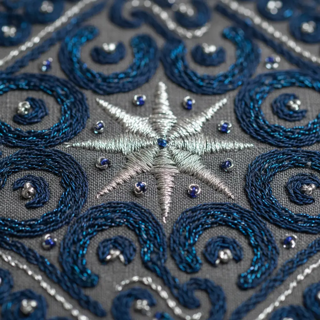 Close up of authentic Māori embroidery design