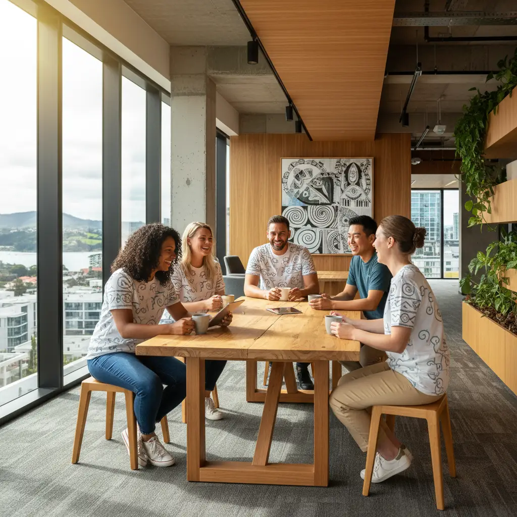 Corporate team wearing Matariki merchandise