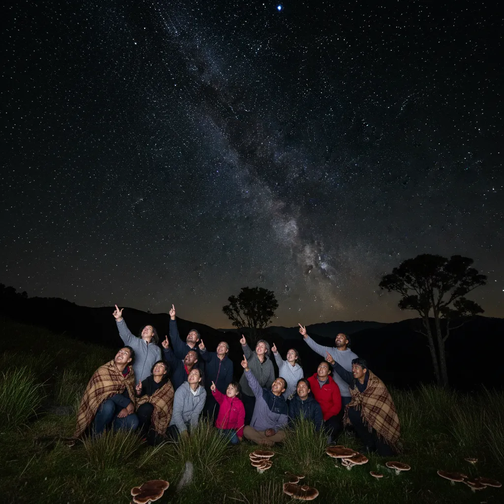 People observing Matariki stars