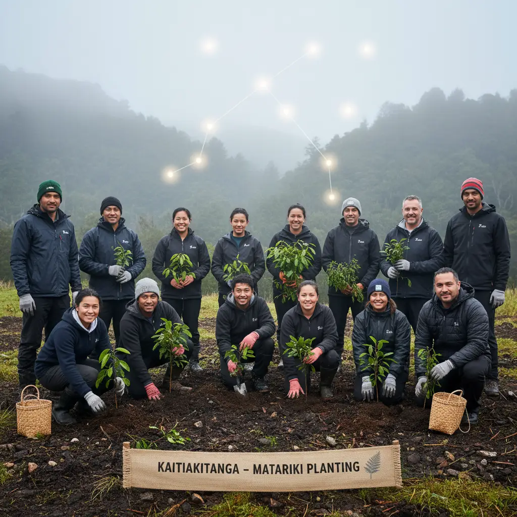 Community planting trees to honor Matariki environmental stewardship