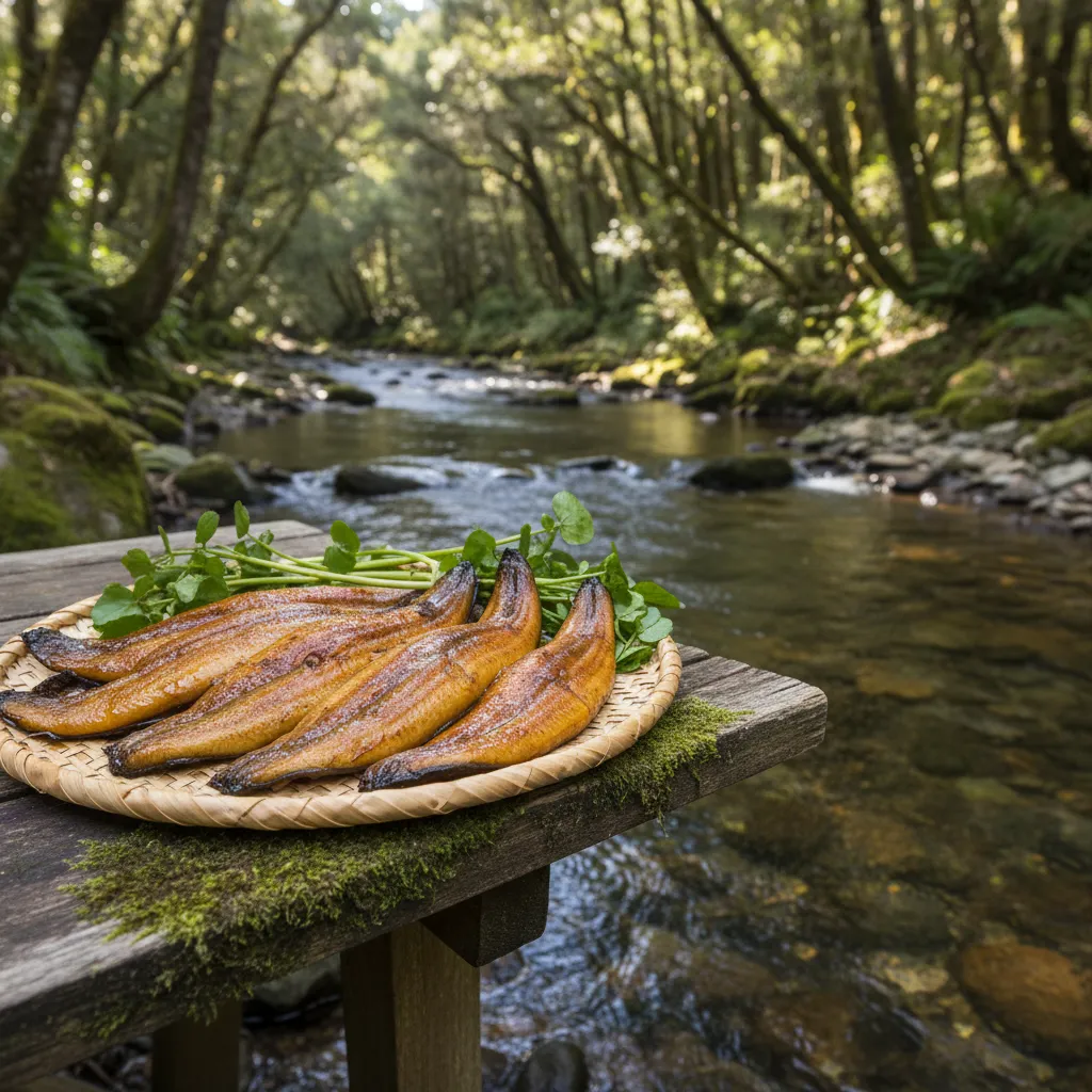 Smoked tuna (eel) dish representing Waitī