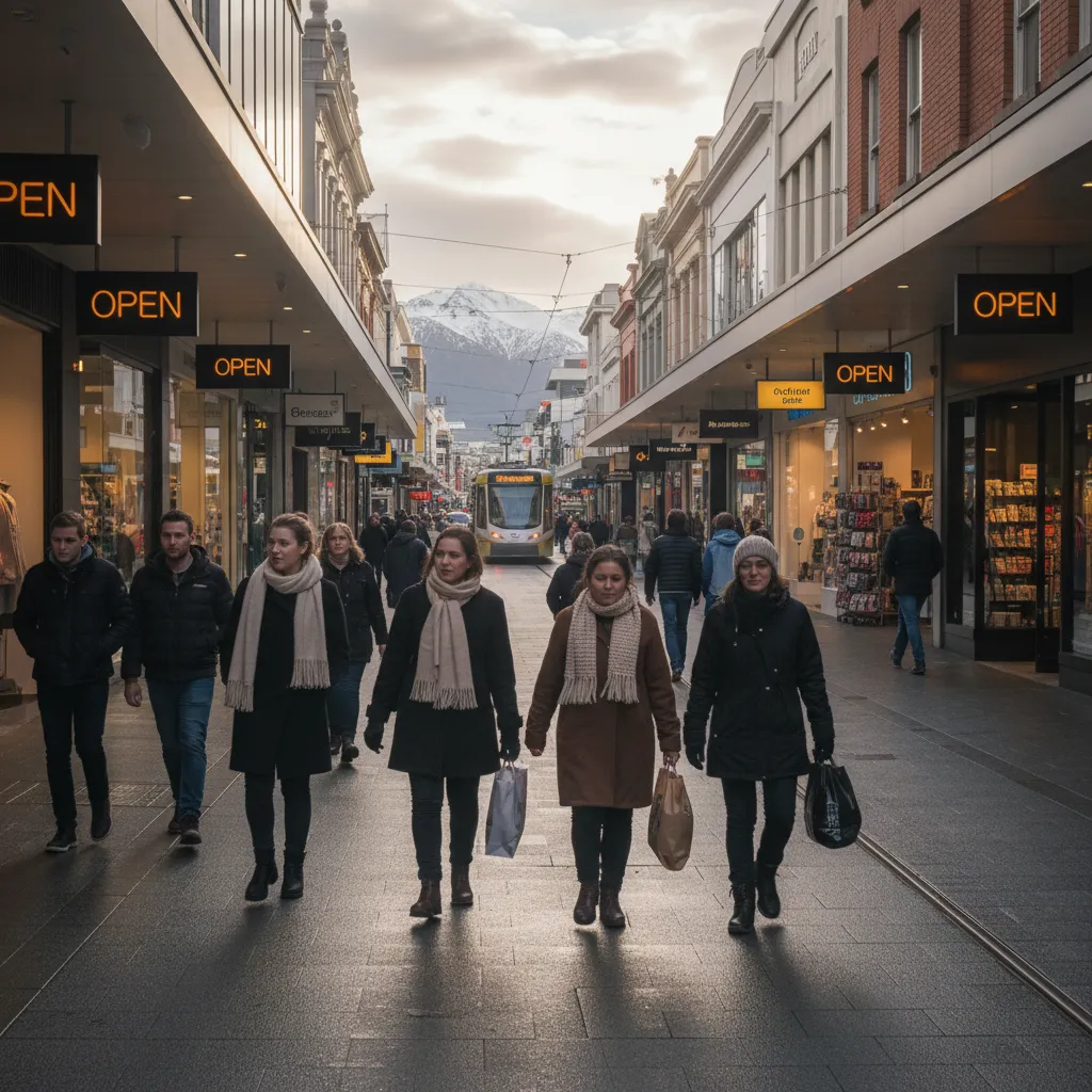 Shoppers on a New Zealand high street during the Matariki public holiday