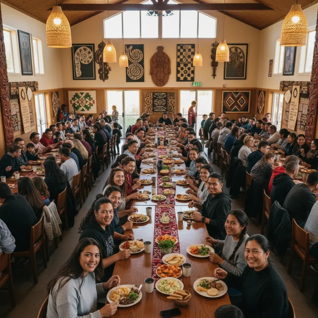 Whānau and school community gathering for a Matariki feast