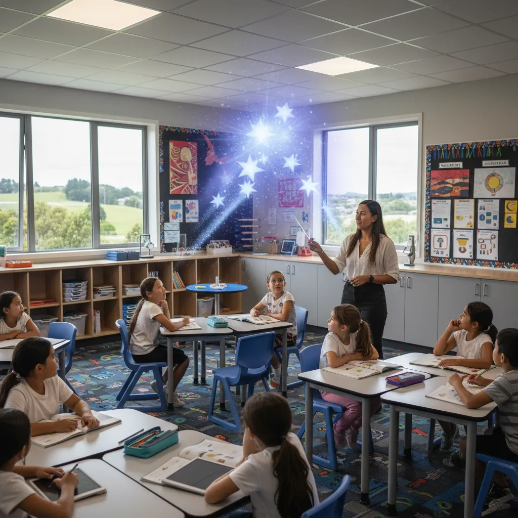 Students studying Matariki star cluster in a science class