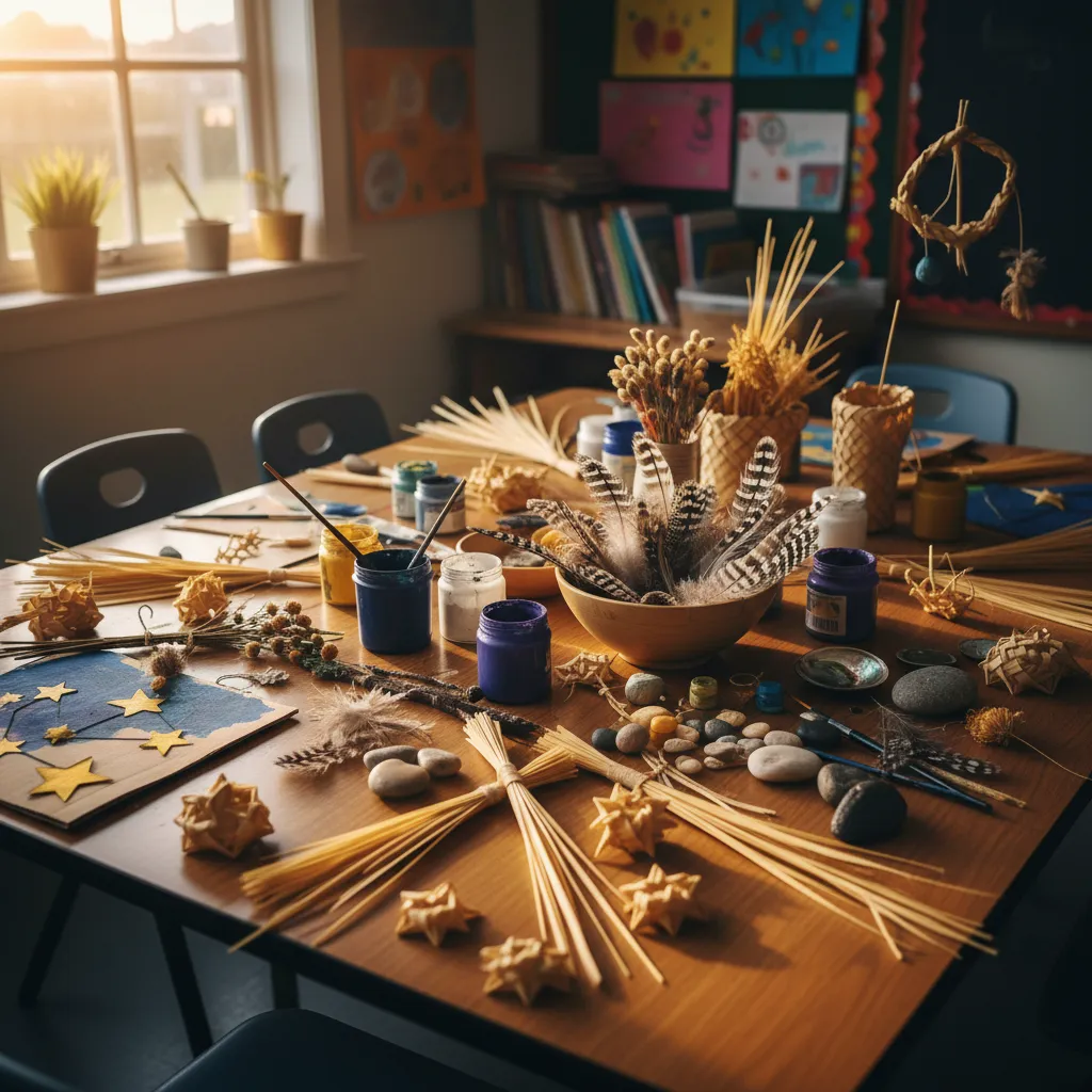 Matariki art supplies and crafts on a table