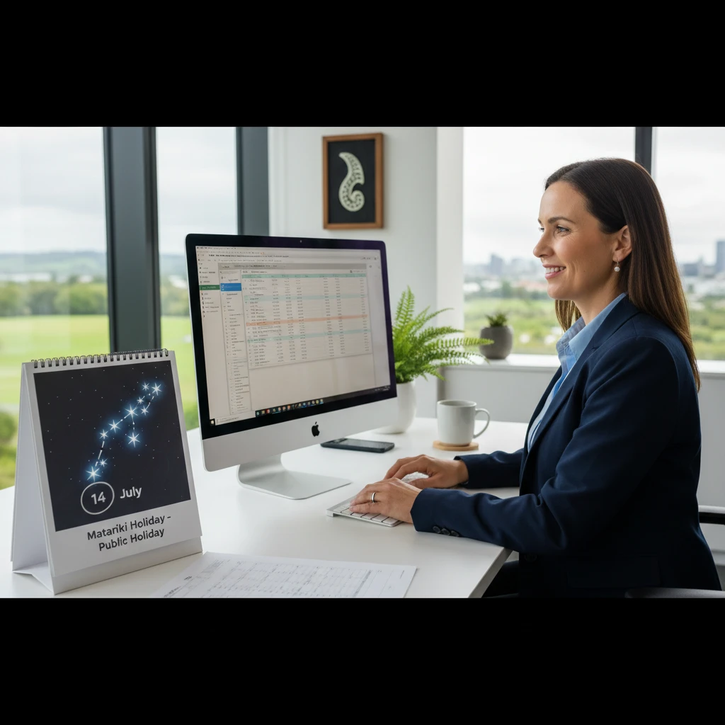Payroll manager calculating Matariki public holiday pay rates