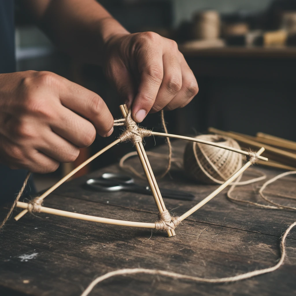 Constructing the frame for a DIY Matariki kite
