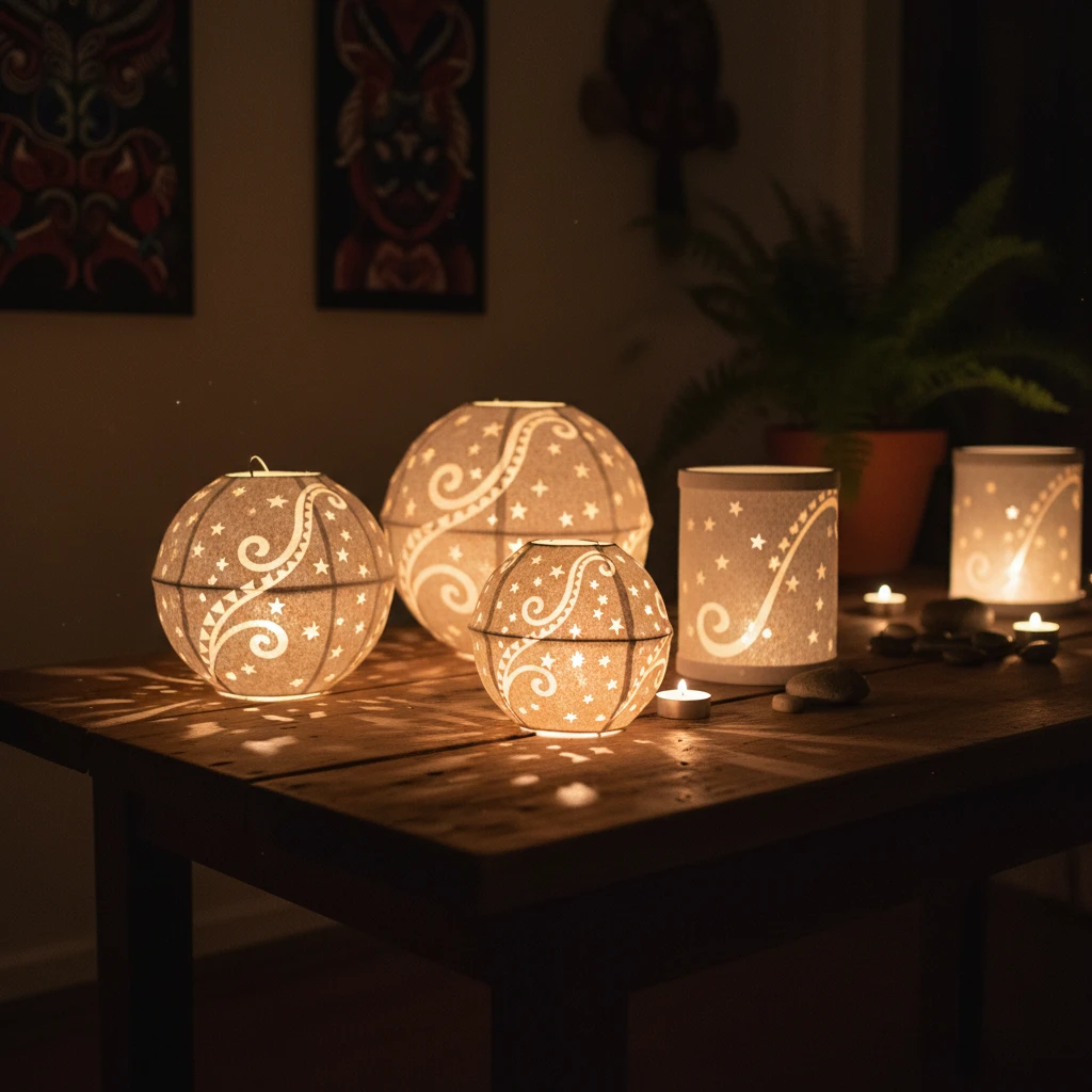 DIY Matariki paper lanterns glowing in the dark