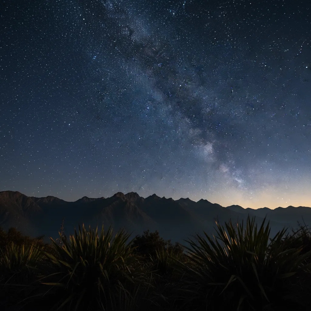 The Matariki star cluster visible in the pre-dawn sky