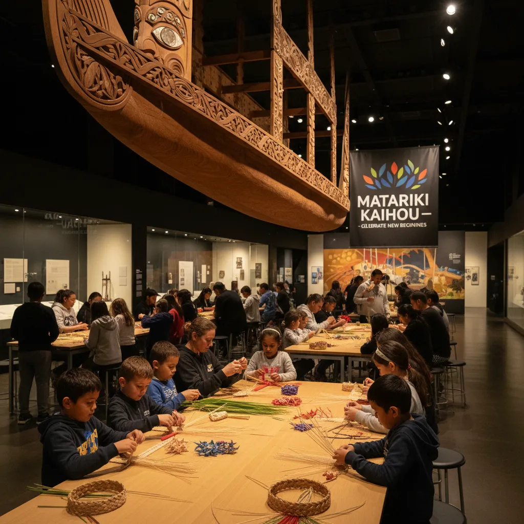 Whānau participating in Matariki workshops at Te Papa Museum