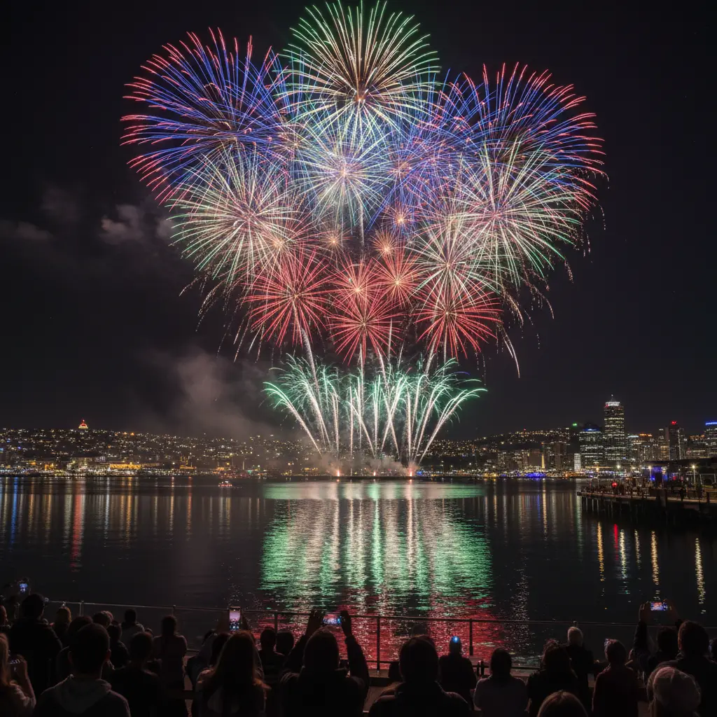 Matariki Sky Show fireworks over Wellington Harbour