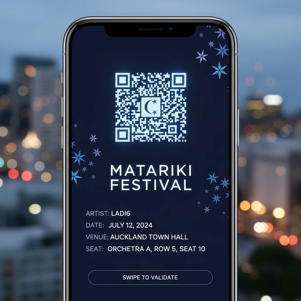Digital Matariki concert ticket on smartphone