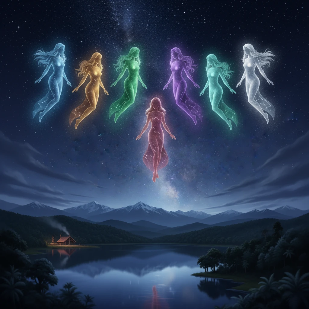 The Matariki Sisters personified as stars