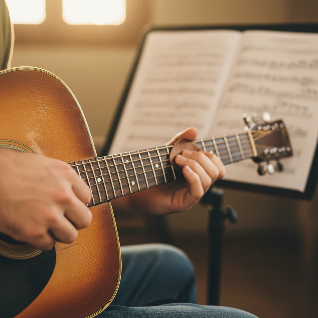 Playing guitar chords for Matariki waiata