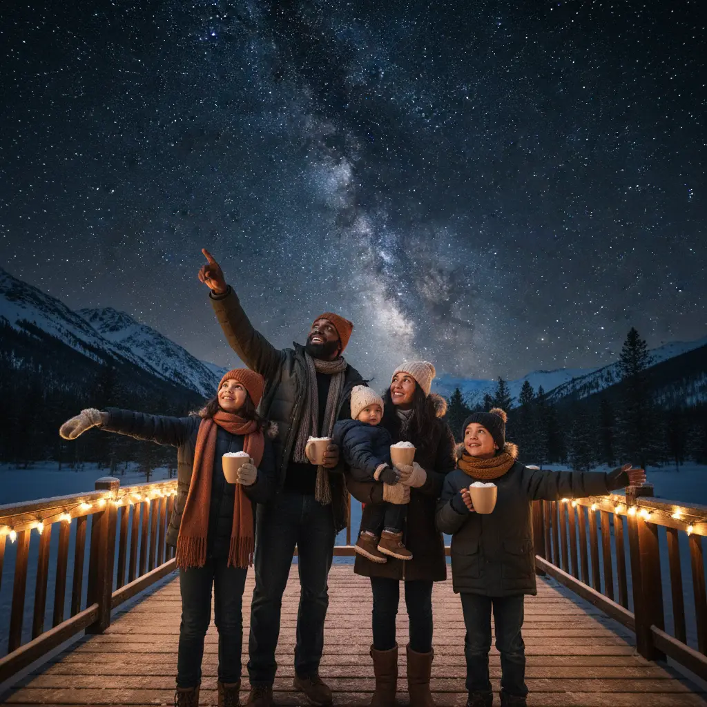 Family stargazing during Matariki