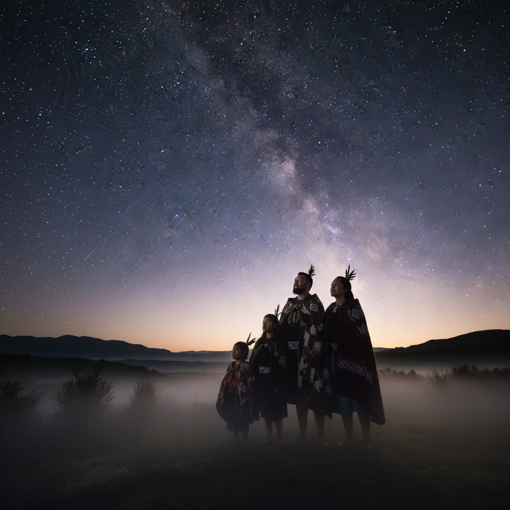 Whānau gathering at dawn to call out names of the deceased during Matariki