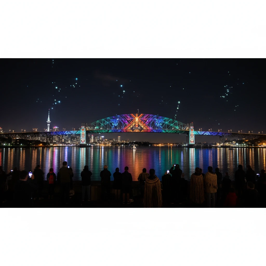 Auckland Harbour Bridge Matariki light show 2024