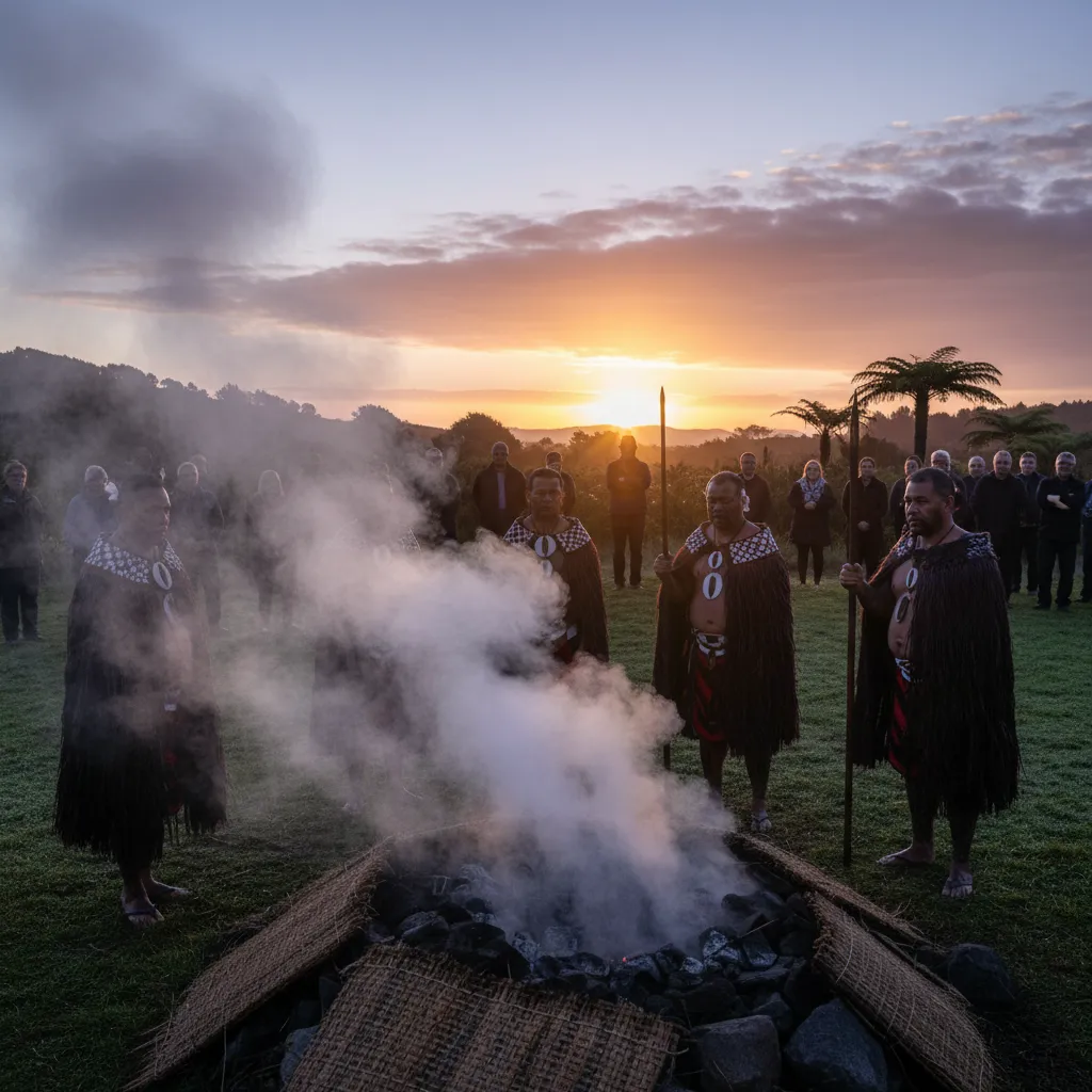 Steam rising during a Hautapu ceremony