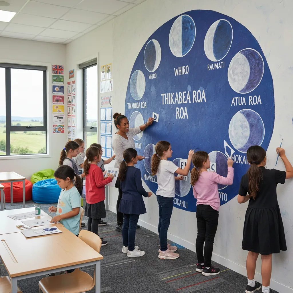 Students learning about Maramataka in a modern classroom setting