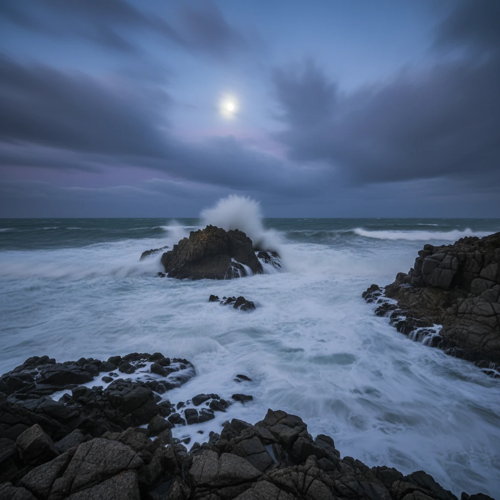 Stormy seas representing the Tamatea moon phase energy