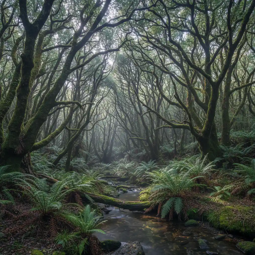 Peaceful forest scene for low energy moon phases