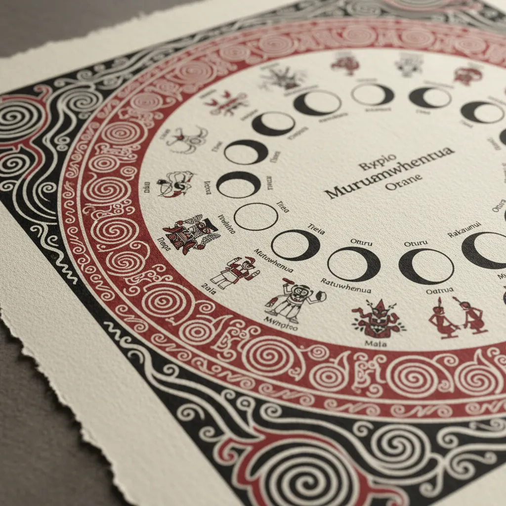 Close up of traditional Māori lunar calendar art print