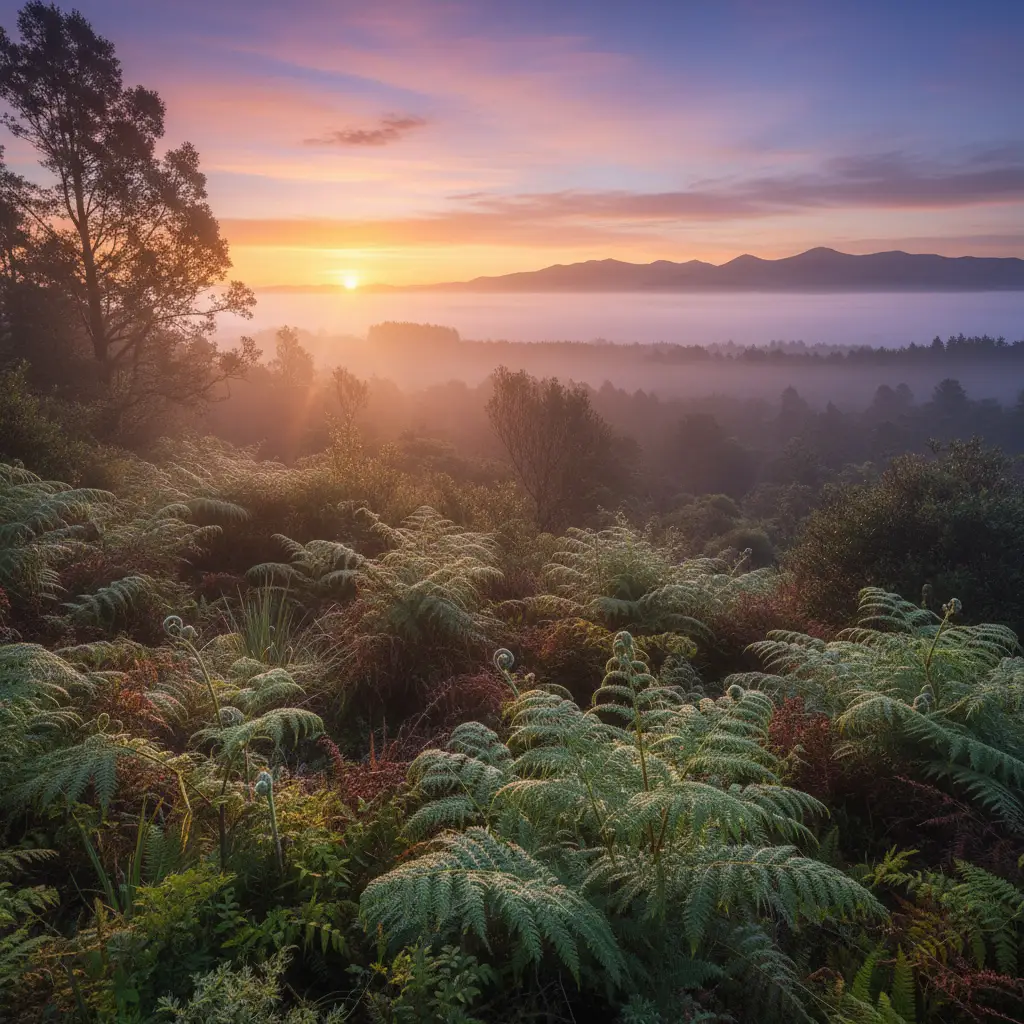 New Zealand native forest landscape representing the environment of tohu o te tau