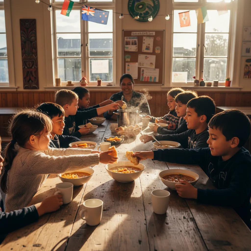 School children sharing a Matariki feast