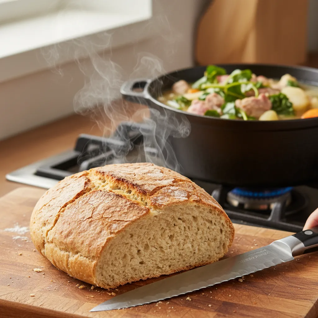 Freshly baked Rewena bread on a wooden board