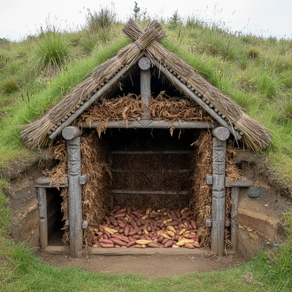 Cross section of a Rua Kumara storage pit