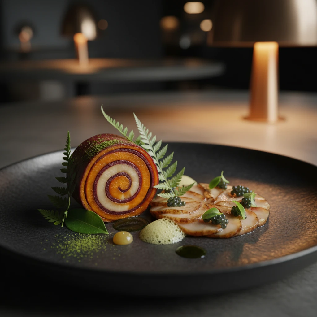 Modern Māori cuisine plating featuring indigenous ingredients