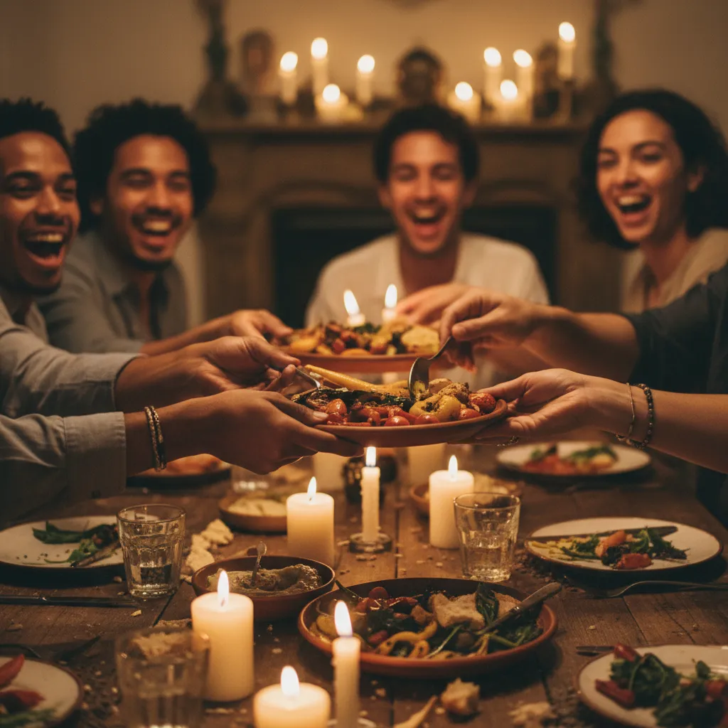 Friends and family sharing a Matariki meal