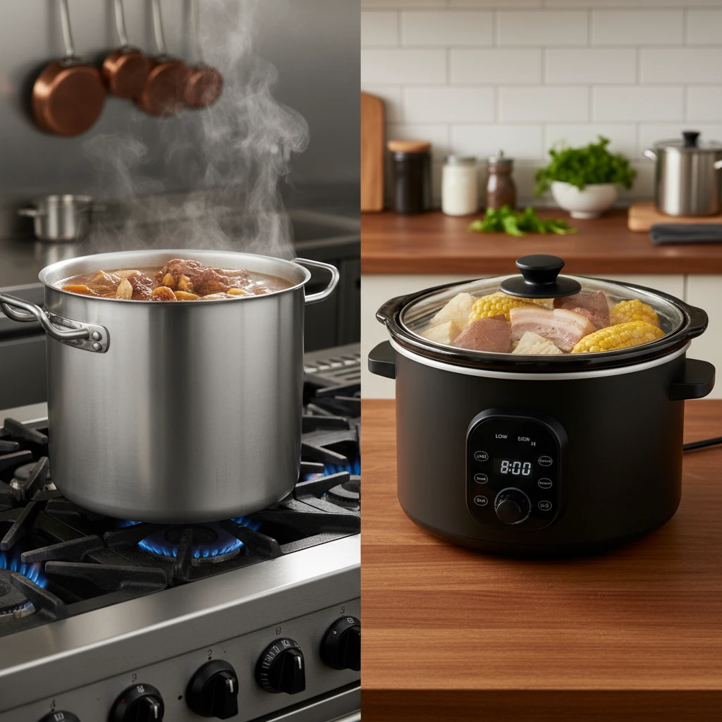 Comparison of stovetop and slow cooker boil up methods
